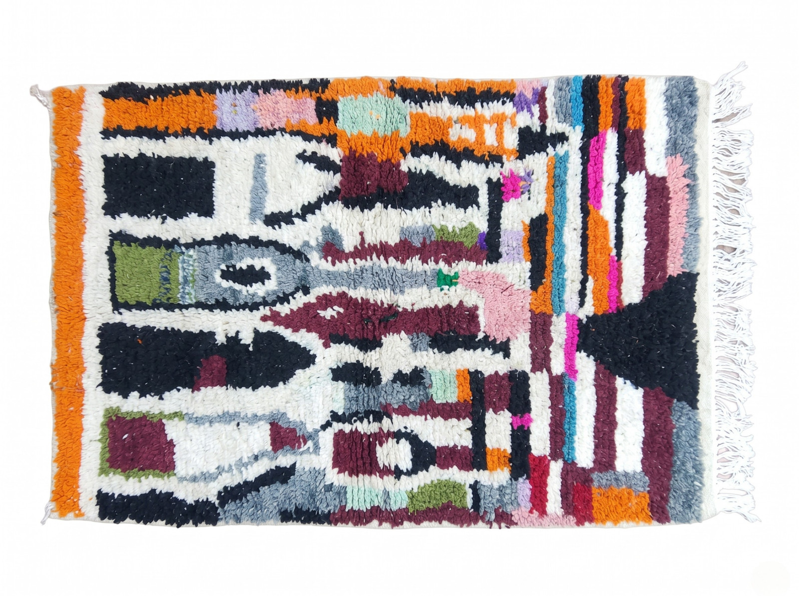 Handmade Moroccan Wool Rug Abstract Berber Beni Ourain Boho Carpet Custom Size