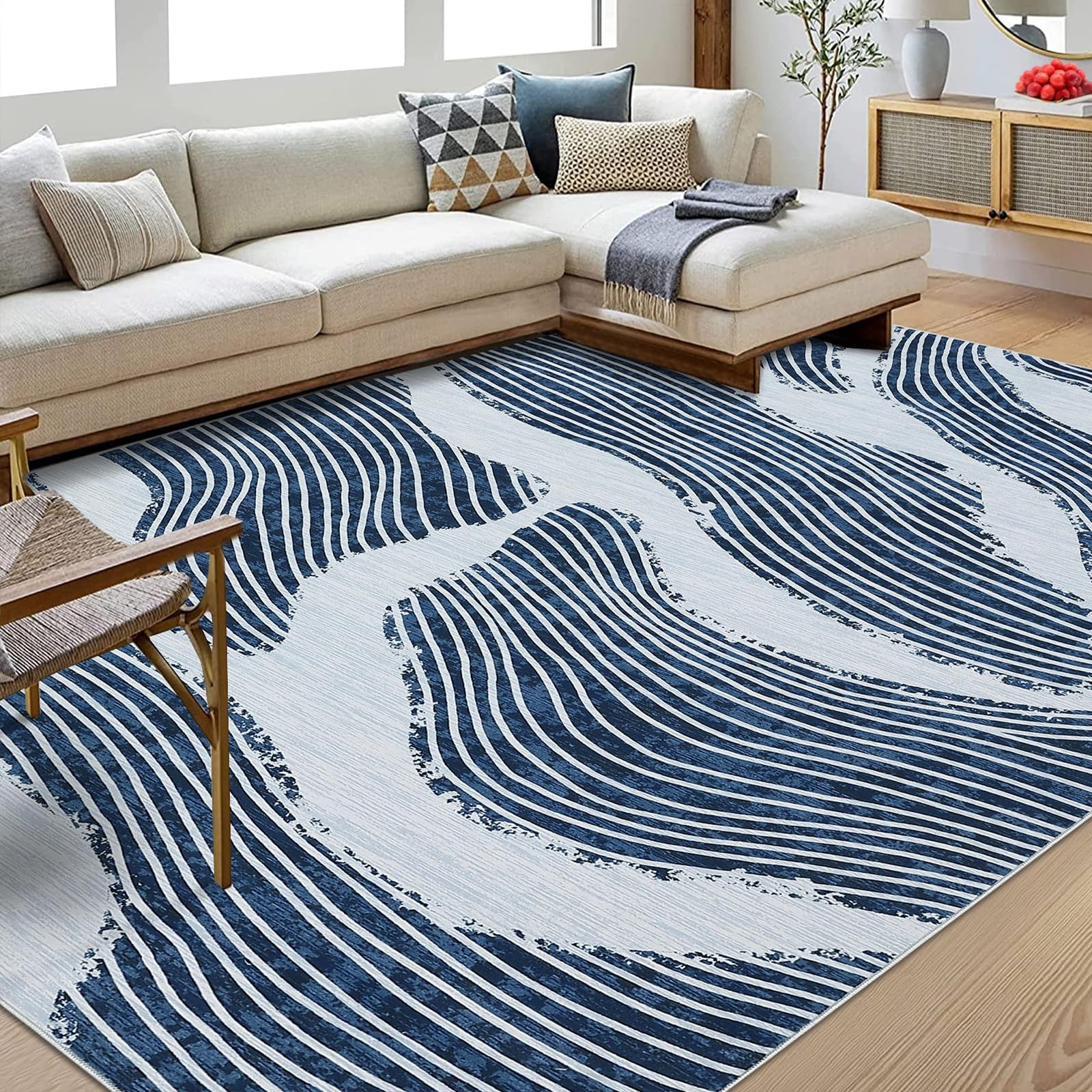 Washable Ultra-Thin Carpet W/ Non-Slip Backing Foldable Low Pile Stain Resistant
