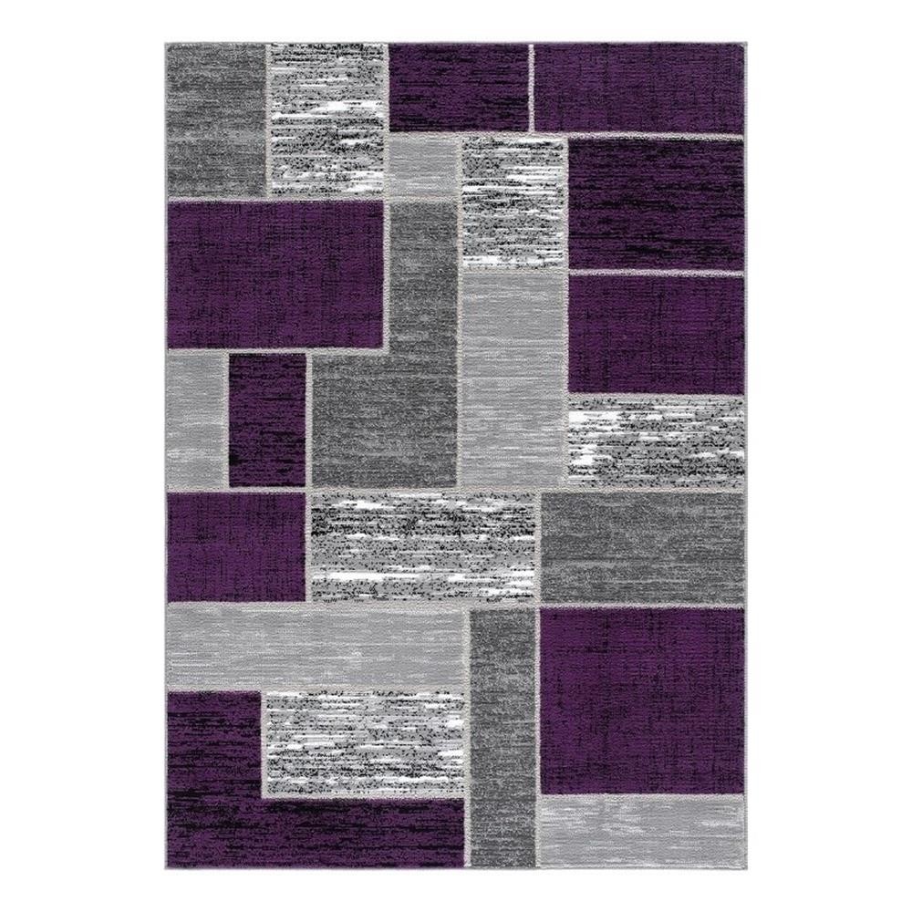 L’Baiet Verena Indoor Purple Brick Geometric 4′ x 6′ Fabric Area Rug