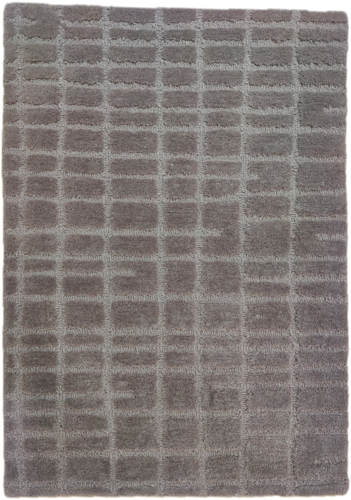 Handmade Tufted Rug for Kids Teens 100% Wool Grey Geometrical Loop-cut 2 x 3 ft