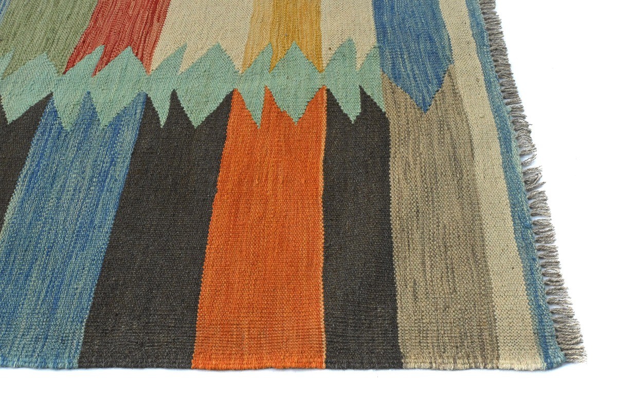 7X10 ft Reversible Multicolored Geometric Kilim Oriental Rug Flat-Woven Carpet