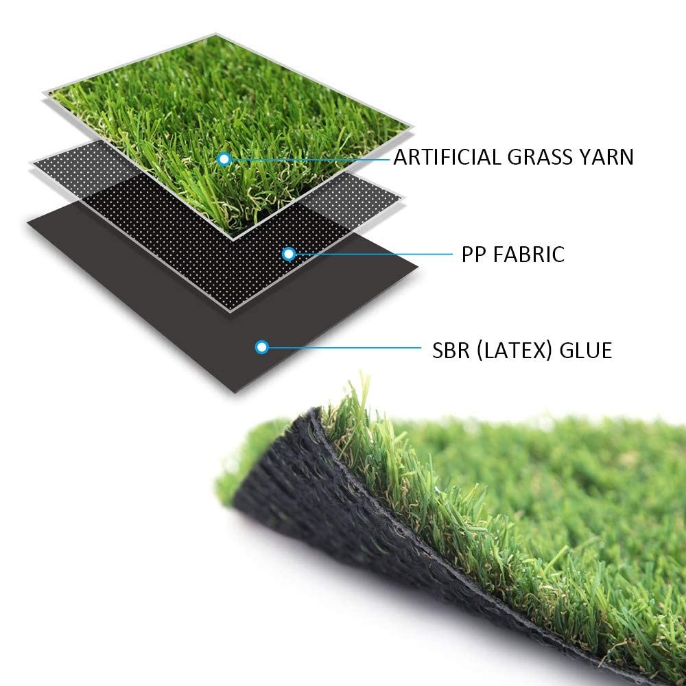 0.8inch Realistic Synthetic Artificial Grass Turf Thick Fake Faux Grass Rug A…