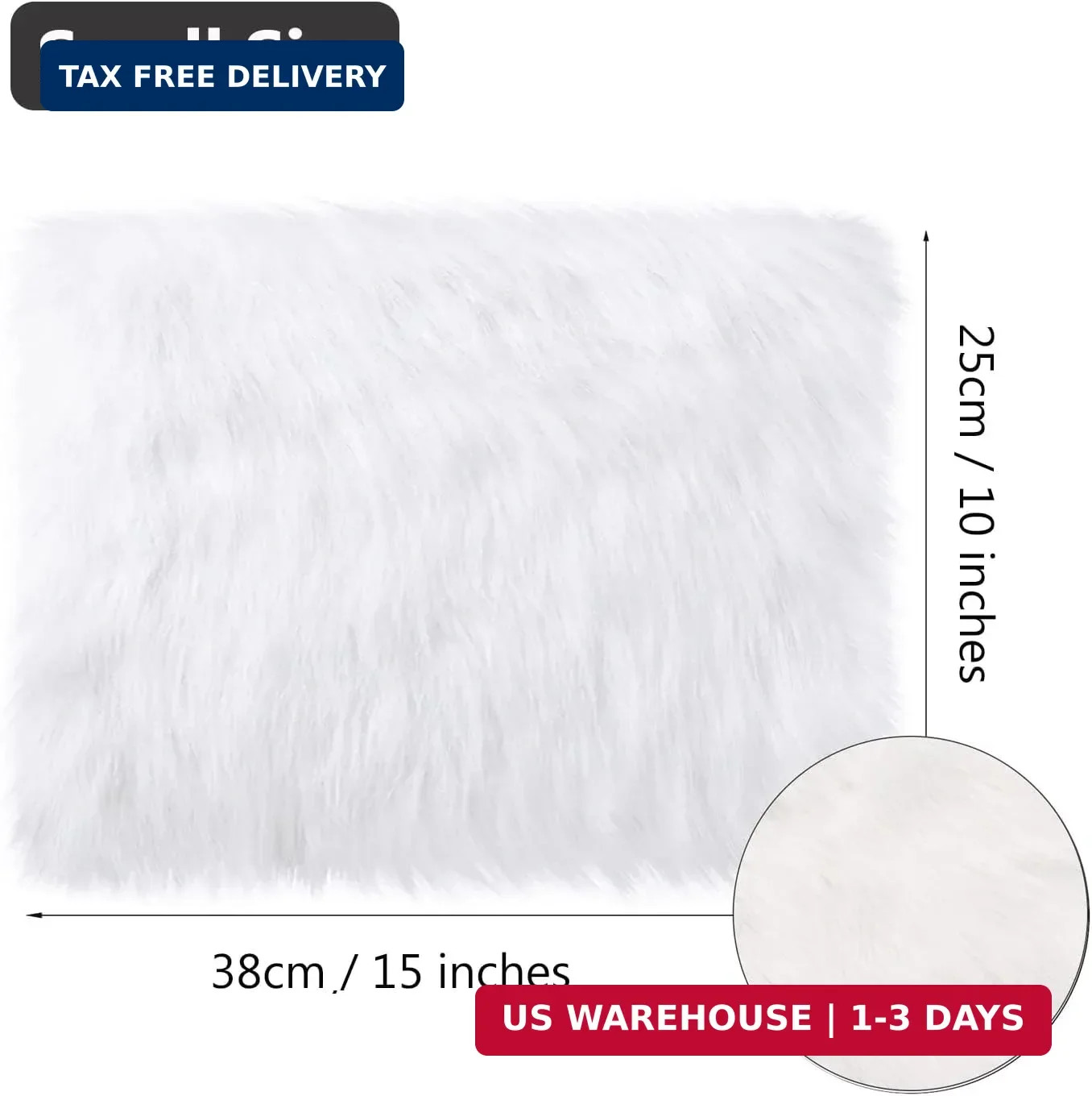 White Faux Fur Plush Cushion Fluffy Small Area Rug, Luxury Background for Small