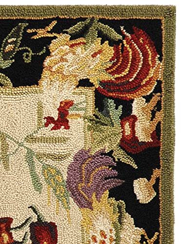 Chelsea Collection Accent Rug – 1’8″ x 2’6″ Ivory & Black Hand-Hooked French …