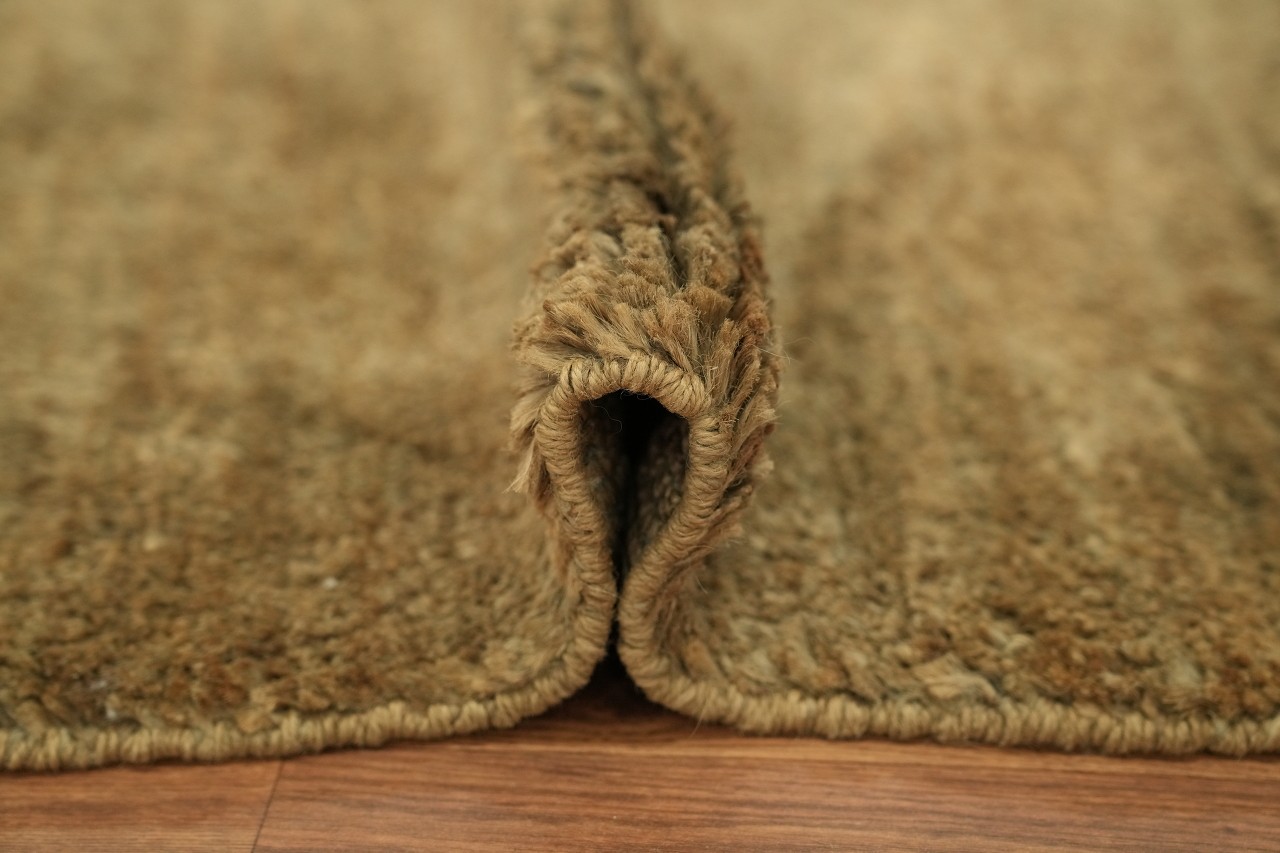Solid Brown & Gold Jute Hand-Knotted 6×8 Modern Contemporary Area Rug