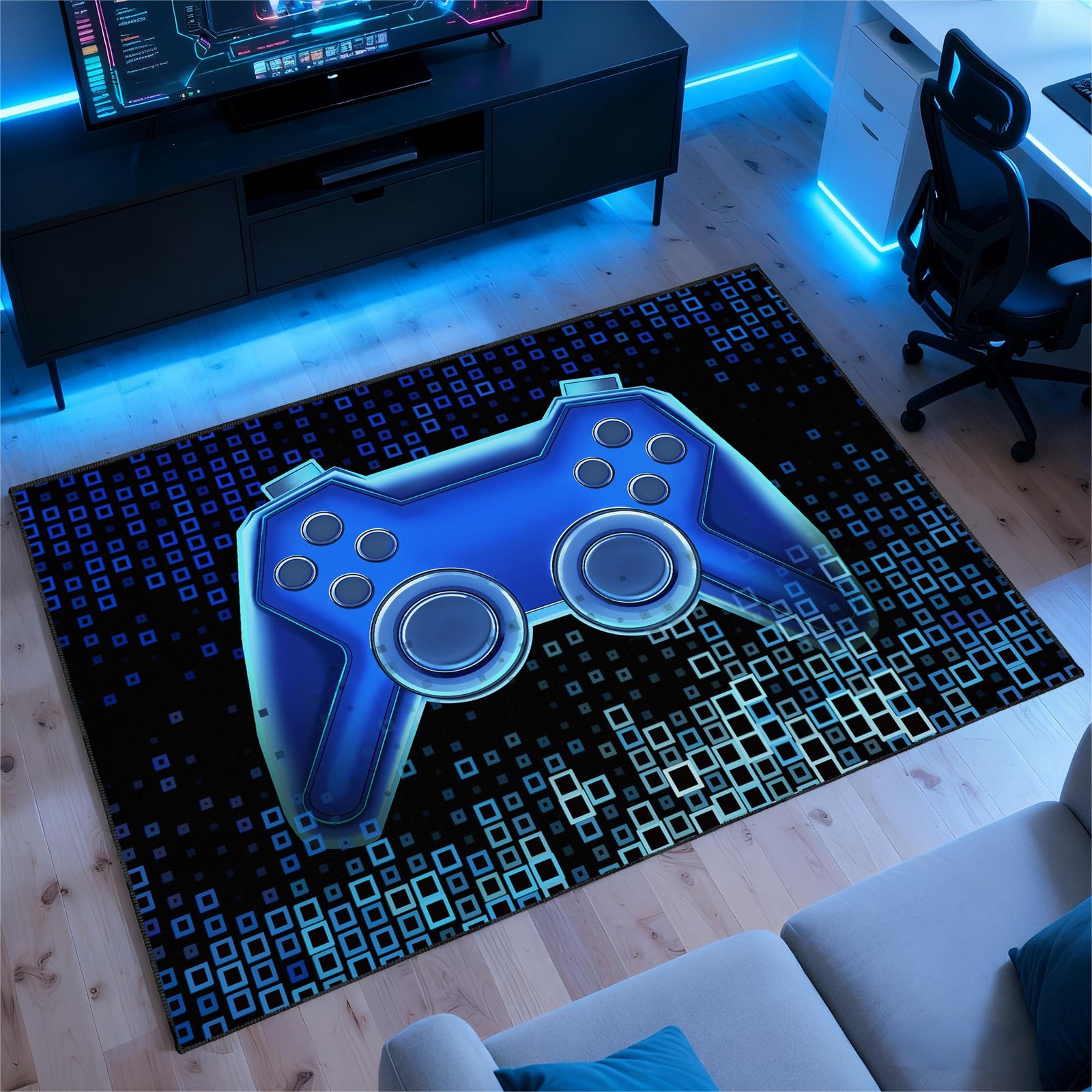 3×5 Ft Gamer Rug For Room Cool Gaming Carpet NonSlip Bedroom Livingroom