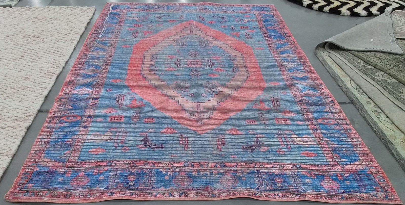 LT BLUE / BEIGE 6′-7″ x 9′-0″ Back Stain Rug, Reduced Price 1172792749 SEP356J-7