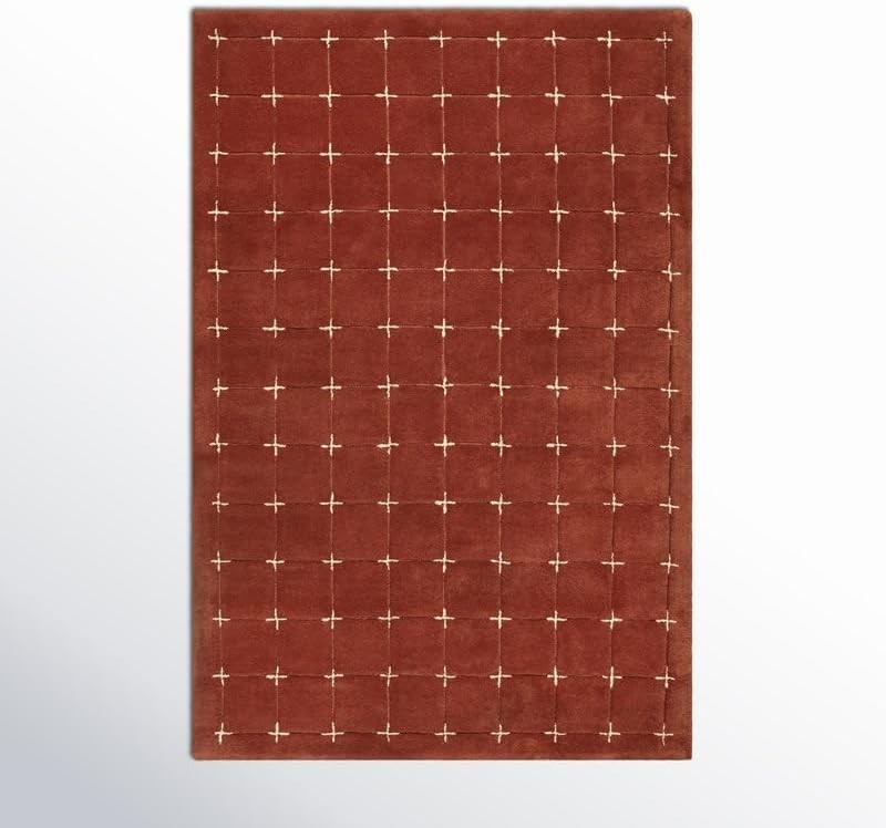 Royal Rust Woody Grid Pattern Floral Design | Handmade – Hand tufted area rugs