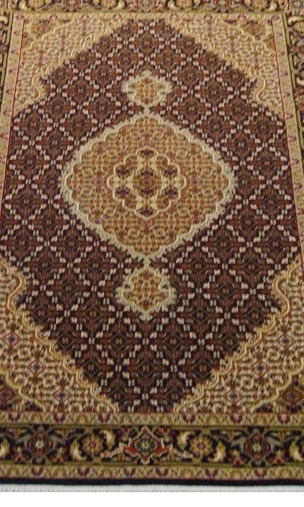 3×5′ BLACK Wool & Silk Tabriiz Mahii Handmade Rug # B-70080