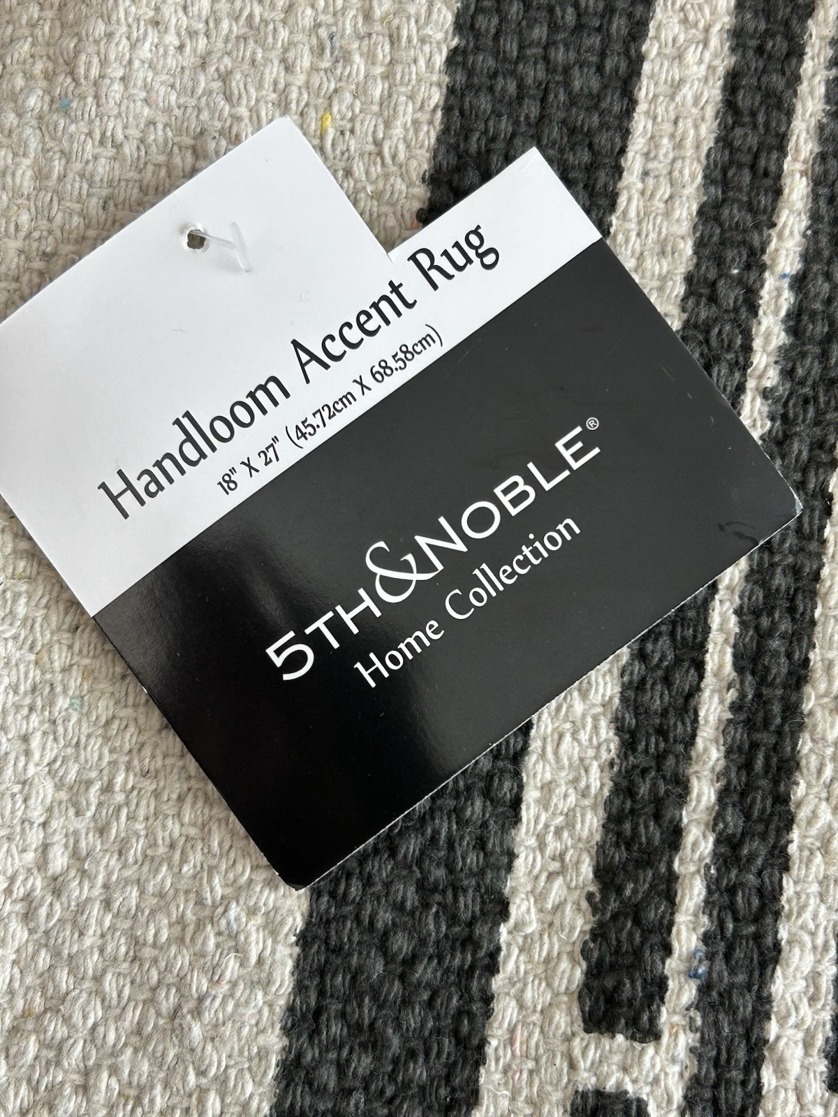 Handloom Accent Rug Set 2 Black & Beige Aztec Geometric Cotton Boho Naturalist