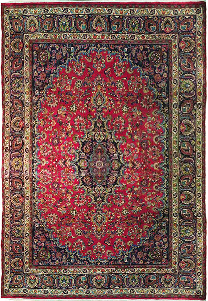 10′ x 13′ Red Semi Antique Traditional Kashaan Rug 73855