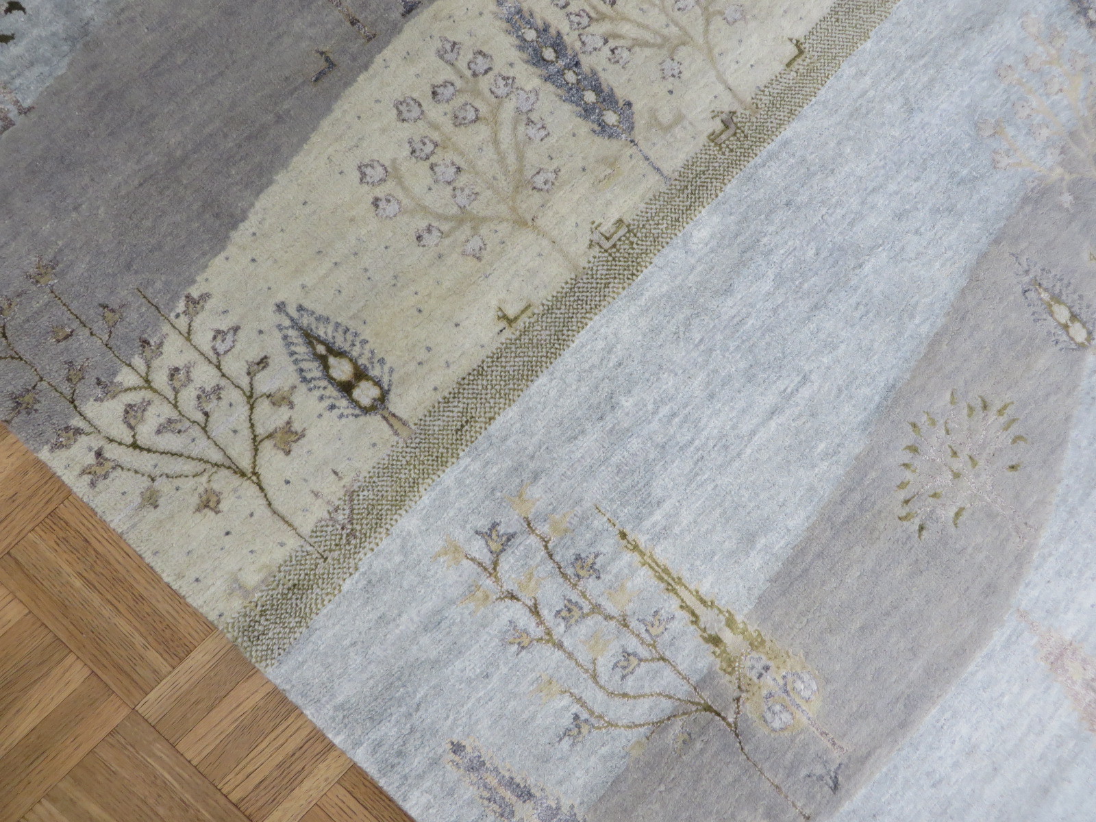 5’7 x 7’9 Hand Knotted Sky Blue Willow Tree Oriental Rug With Silk G5849