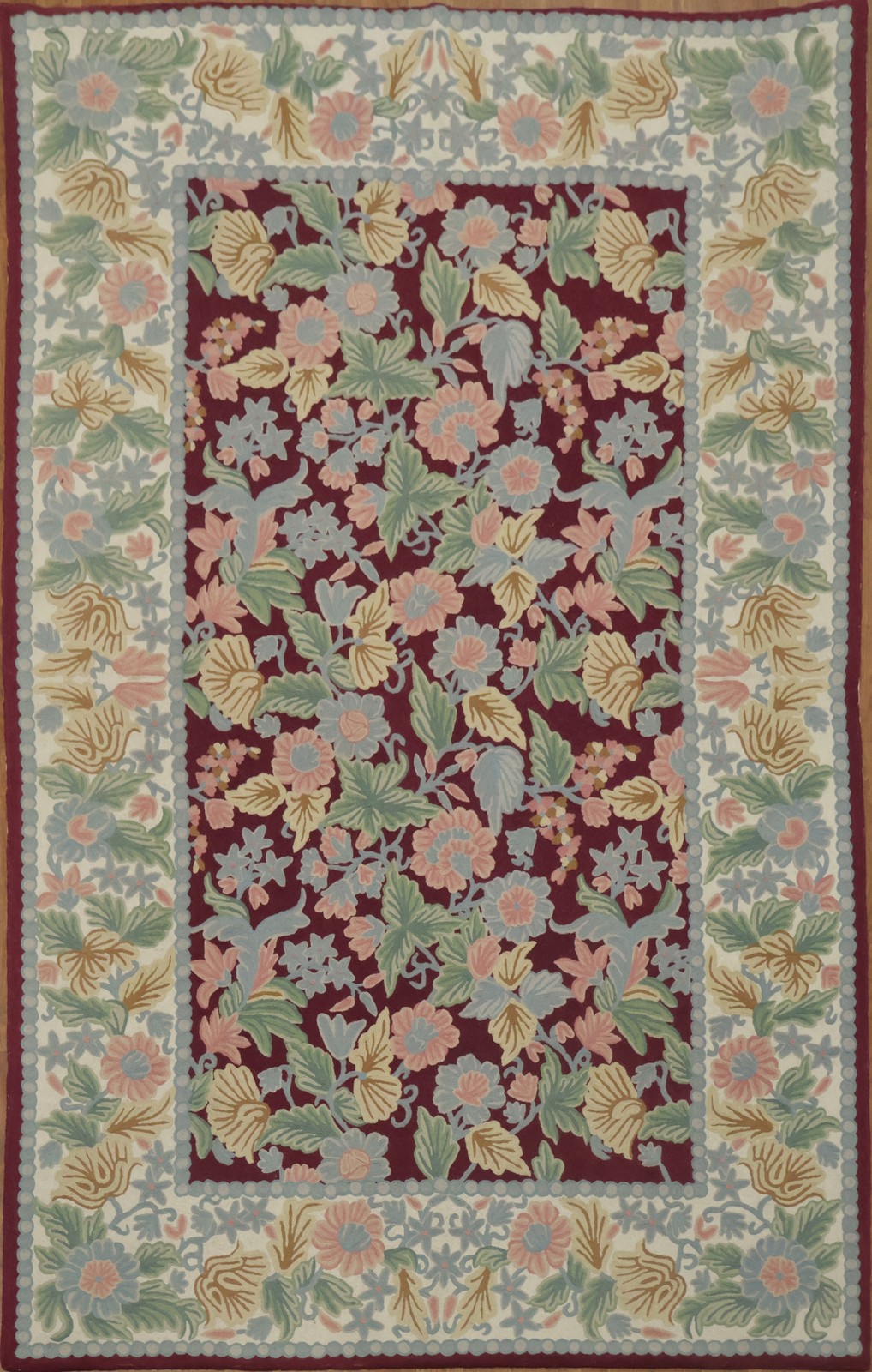 Needle-Point Tapestries Floral Oriental Rug 5×8 Wool Hand-made Chinese Carpet
