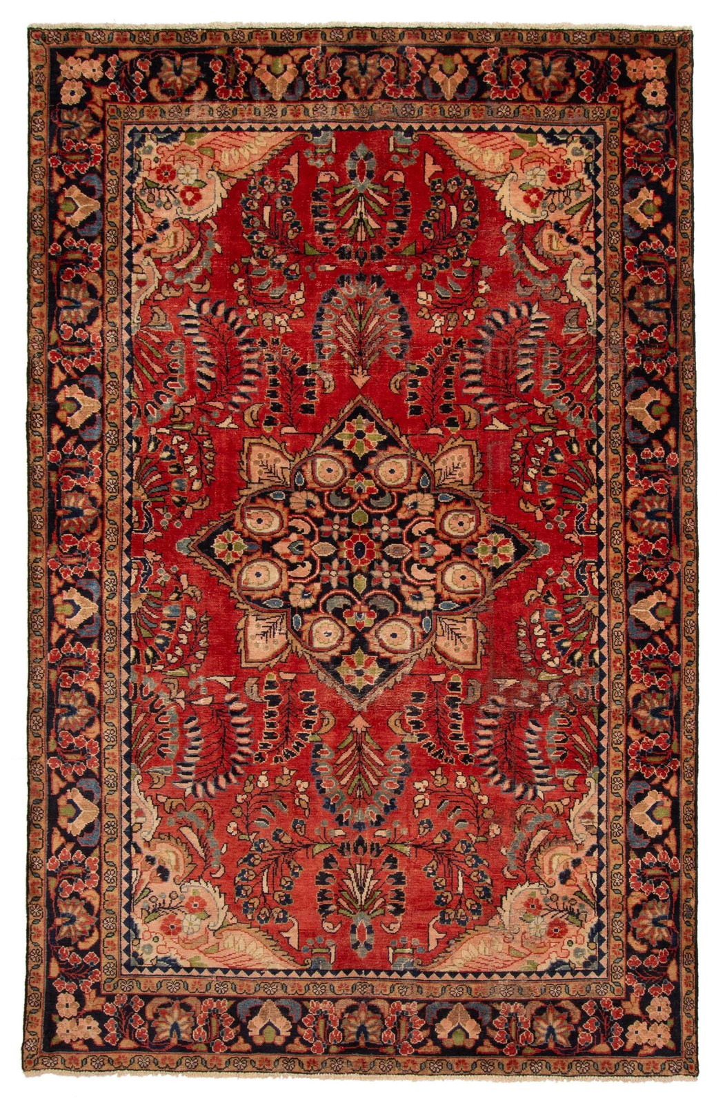 Vintage 6’9″ x 10’4″ Traditional Hand Knotted Vegetable Dye Wool Area Rug