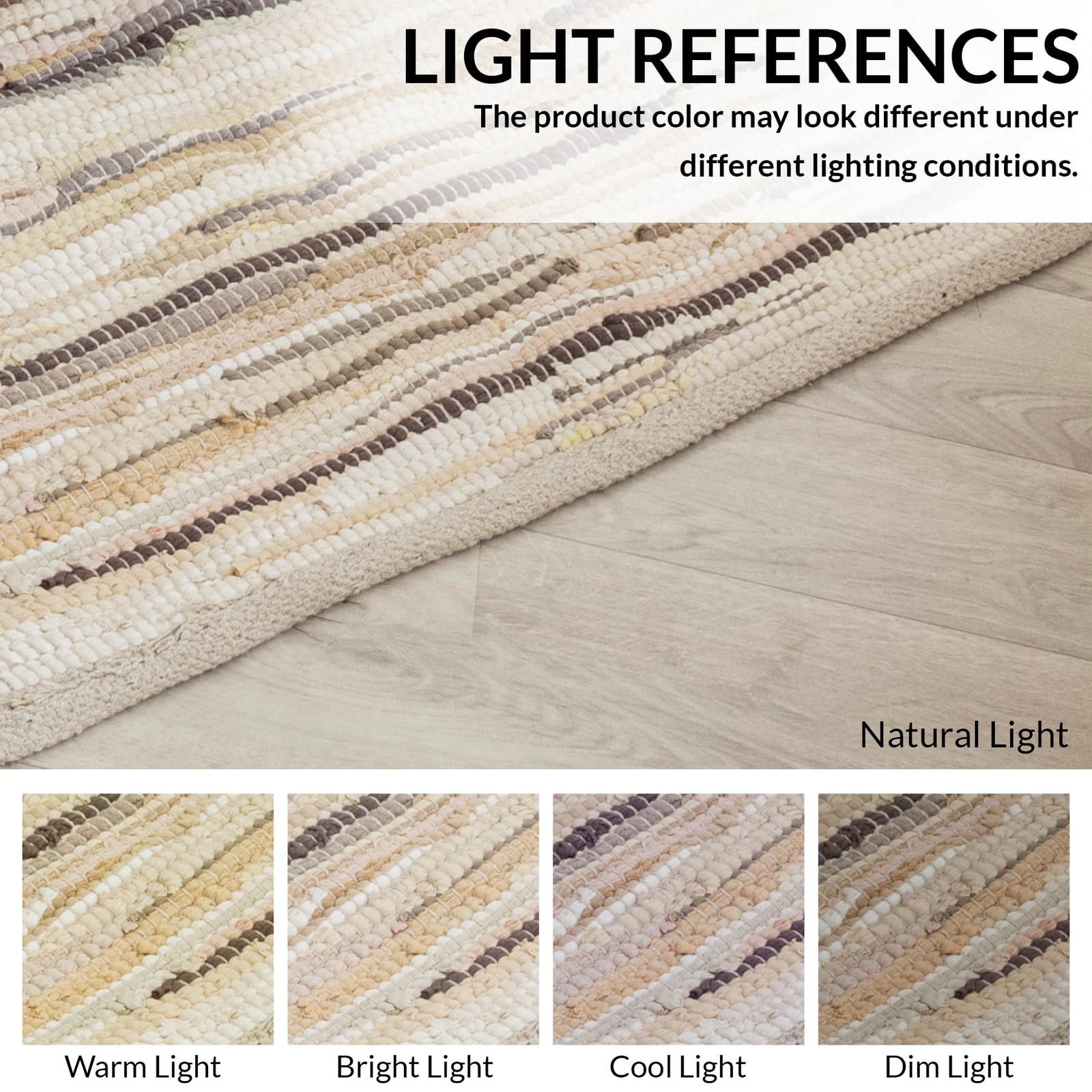 Homemonde Beige Chindi Rug 3X5 Recycled Soft Cotton Rag Rug Hand Crafted