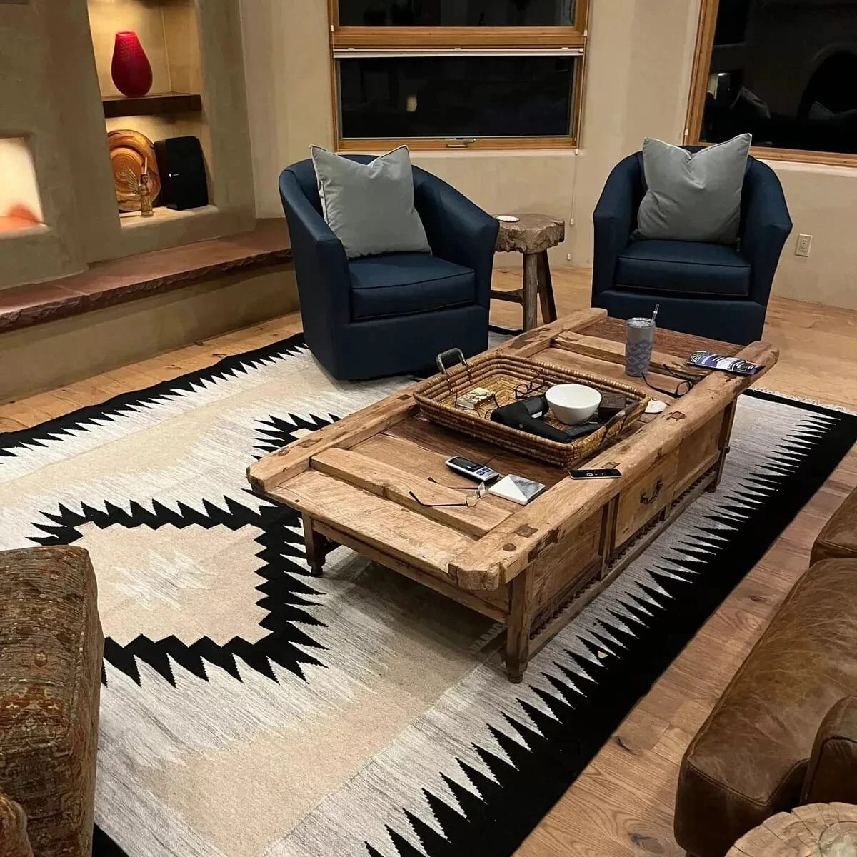 Southwest Navajo Kilim Wool Rug Handwoven Native American Aztec Large Area Rug