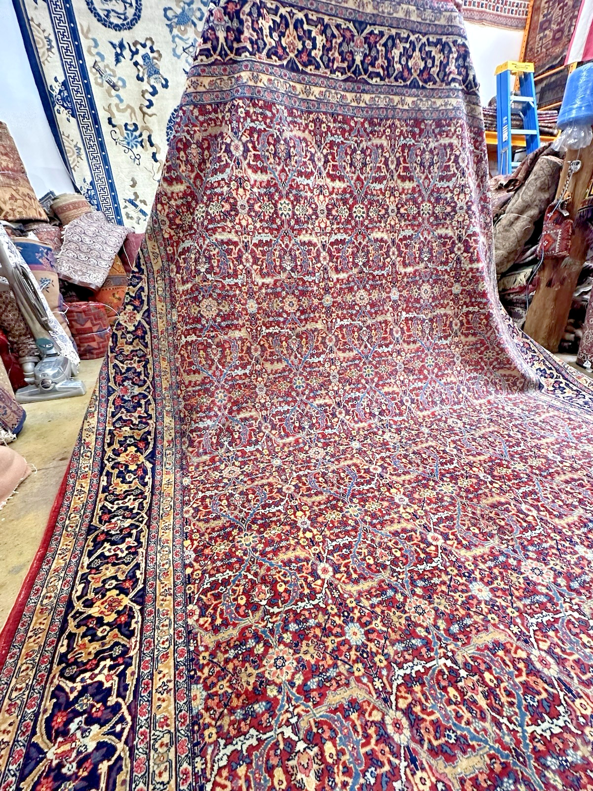 Auth: 1930’s Antique Kurdish North West Rug Mystical ART Beauty Red 9×12
