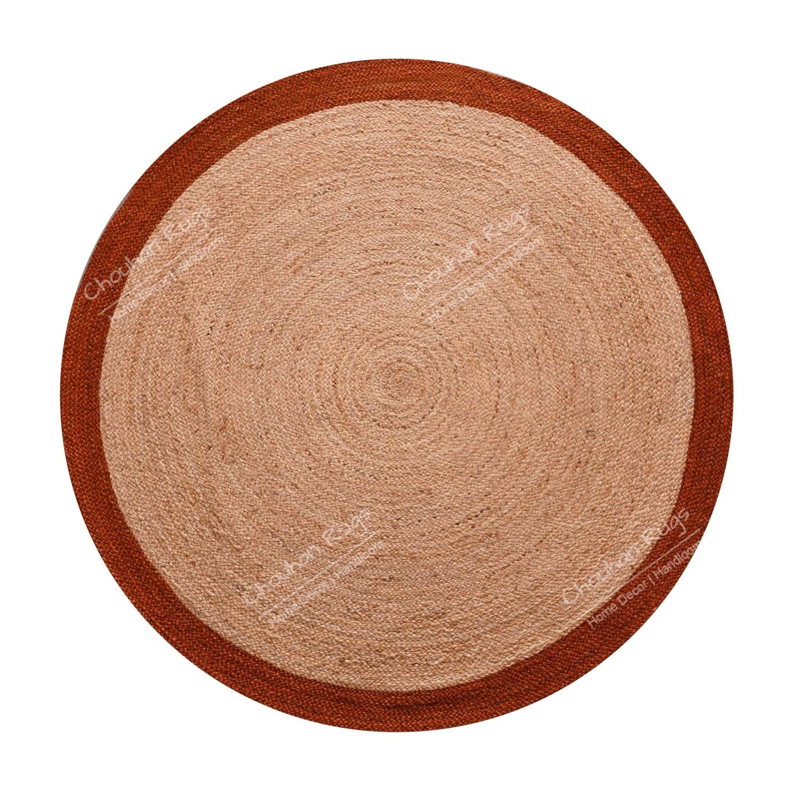 Round Jute Rug Natural Braided Hand-Braided Mat Boho Farmhouse Rustic Decor