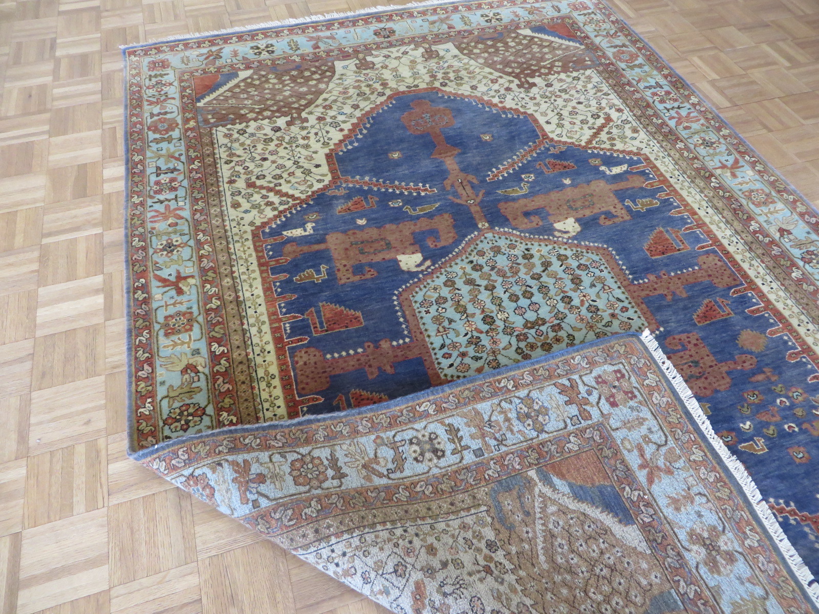 6 X 8’11 Hand Knotted Purplish Blue Bakshaish Oriental Rug G6255