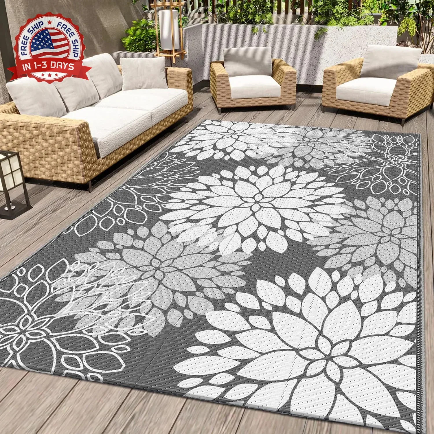 Outdoor Rug Waterproof Outdoor Plastic Straw Rug Reversible Patio Rug Ma