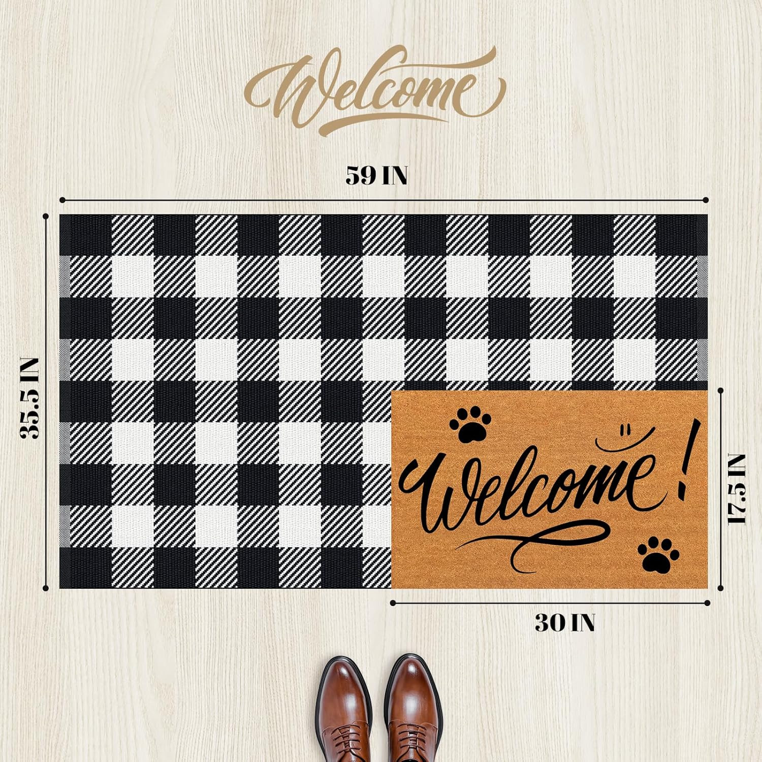 Area Rug, 3’ X 5’ Black and White Checkered Rug Plaid Outdoor Rugs, Soft