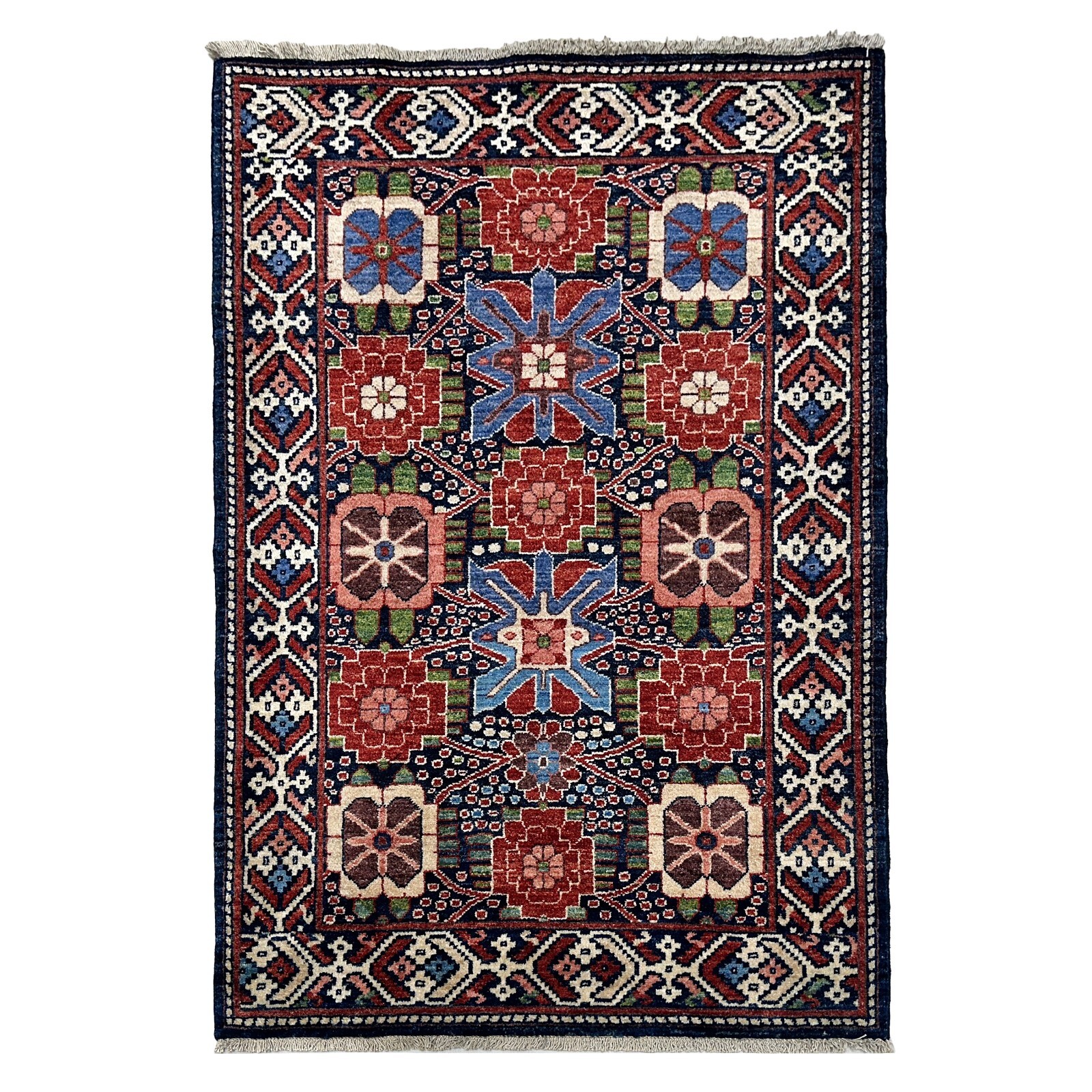Handmade (3’6″ x 4’11”) Kurdish Tribal Wool Rug for Bedroom Kitchen Entryway Rug