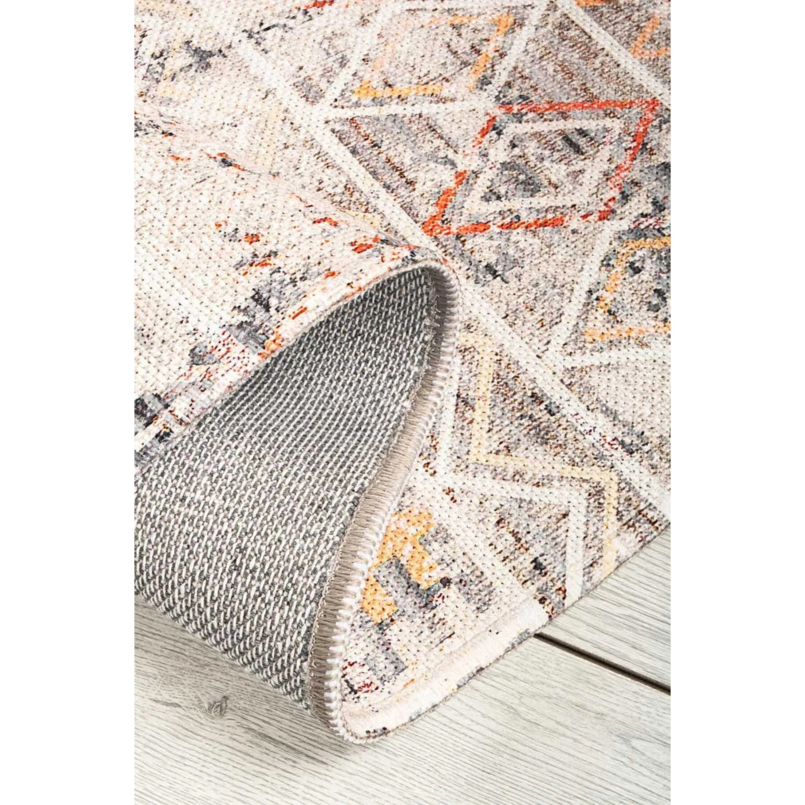 Scandinavian Chenille Rug Cream Washable Area Carpet with Fringe