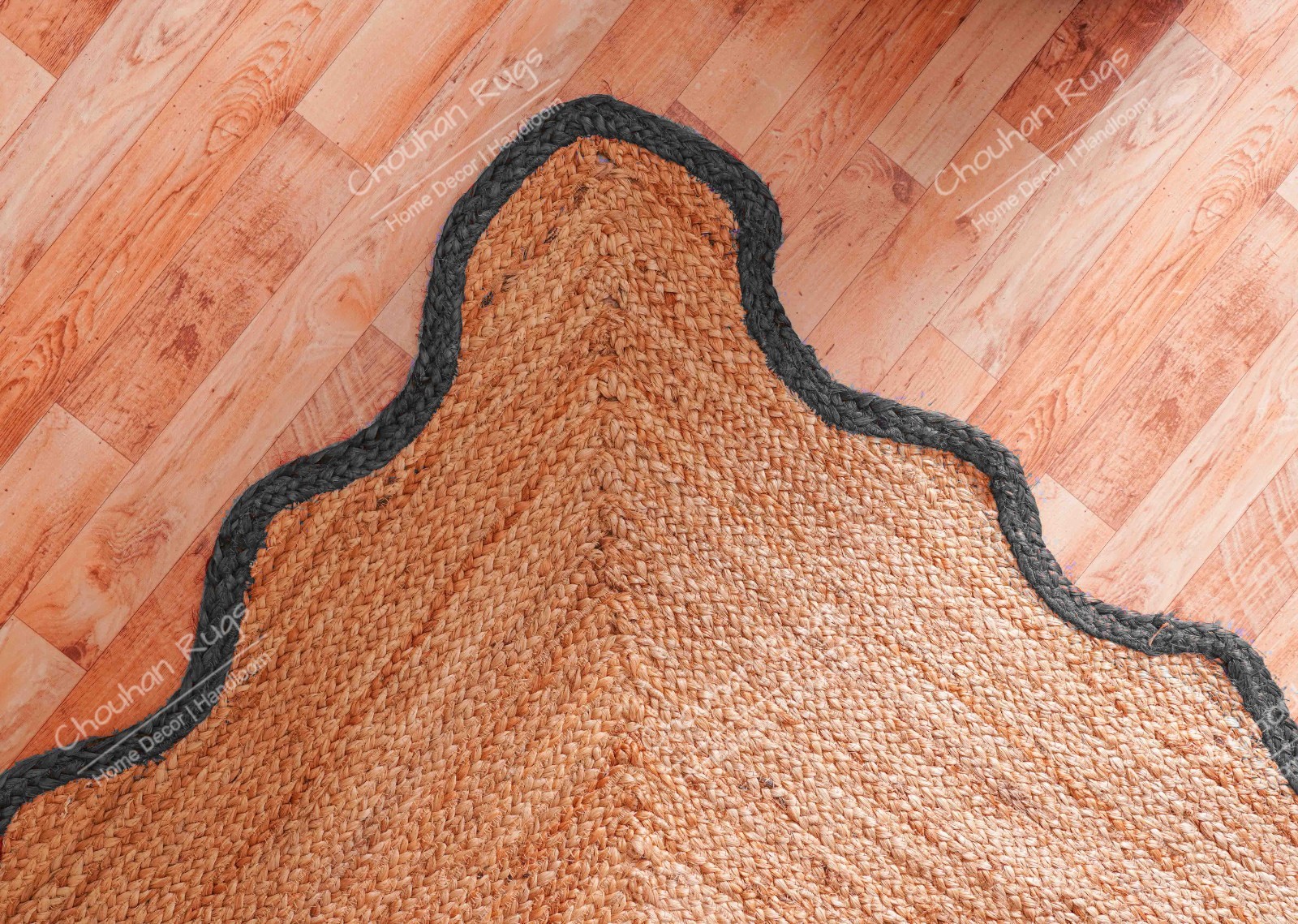 Handmade Jute Rug Beige With Dark Grey Border Boho Large Area Rug Vintage Rug