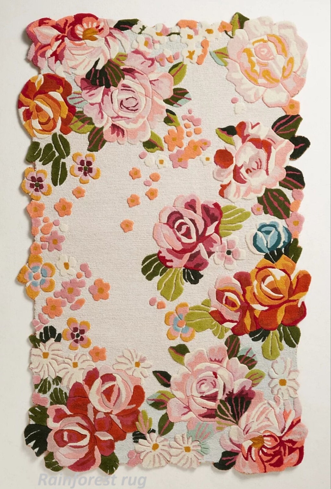 Handmade Transitional Wool Botanical Floral Area Rug Beige Multi Size