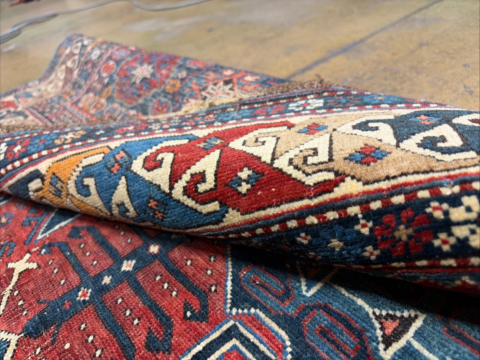 Auth: 19th C Antique Kuba Caucasian Rug Christian Weavers Collector Pc 4×5