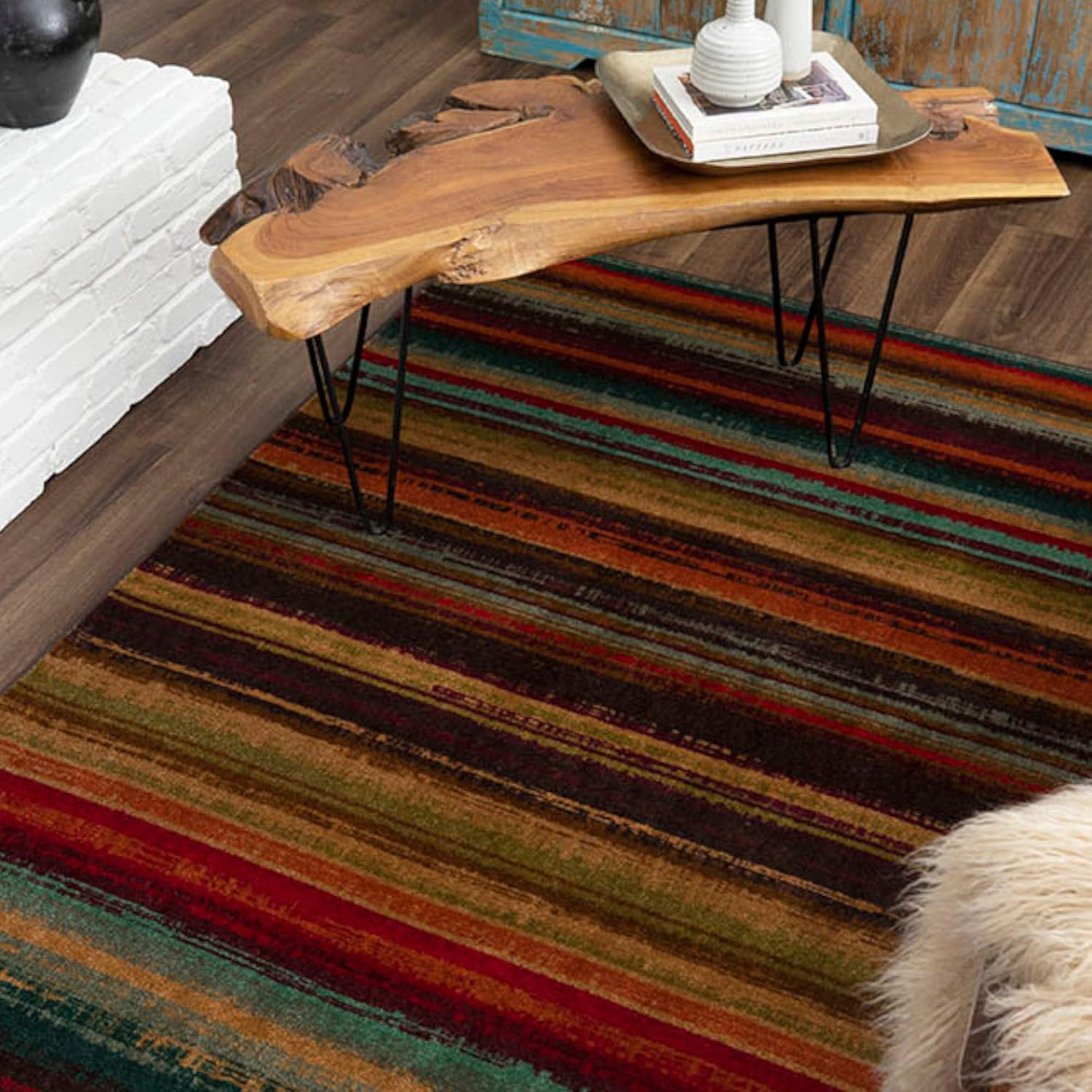 Boho Stripe 5′ X 8′ Area Rug – Multicolor – Perfect for Living Room, Dining Room