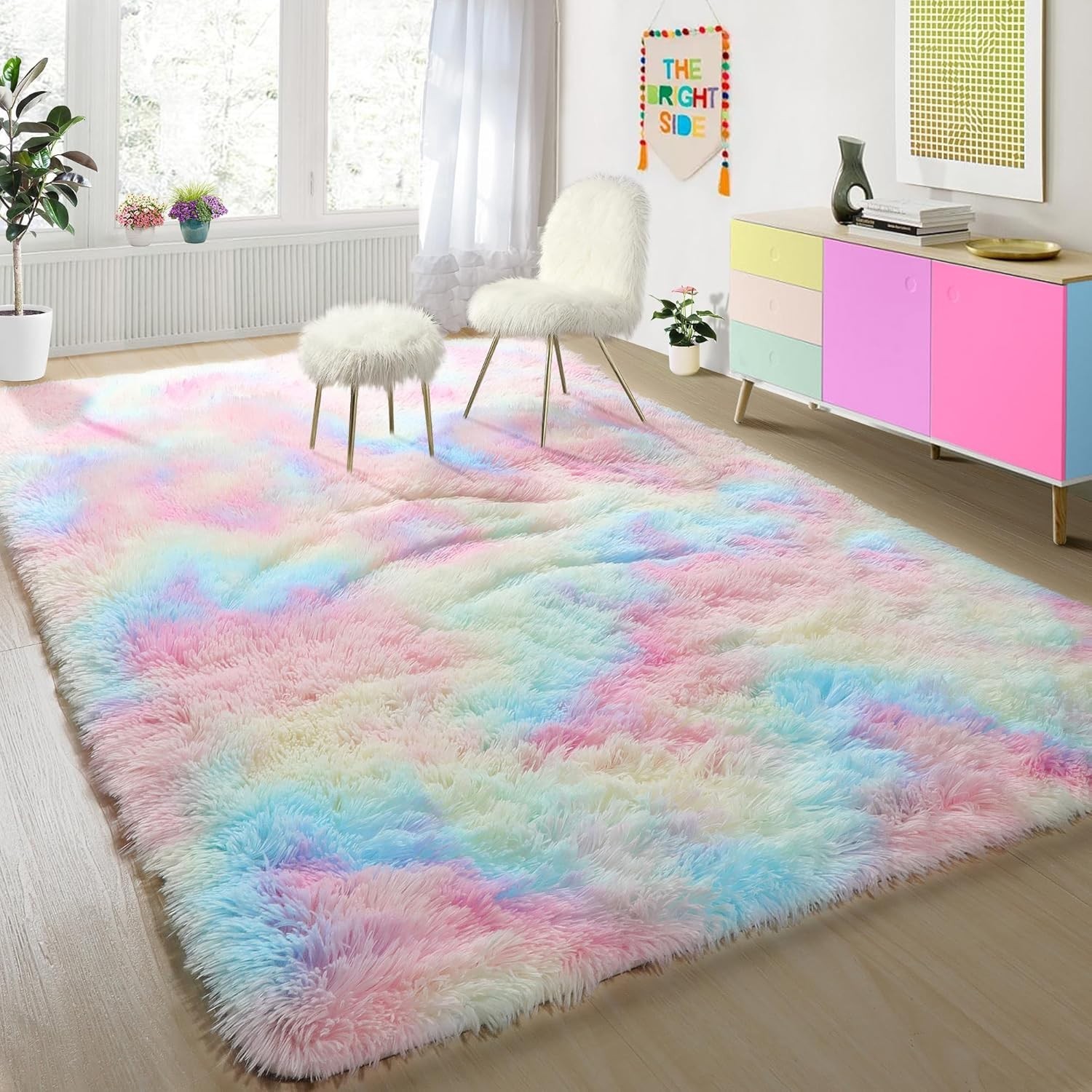 Alfombra unicornio decoracion para cuarto de ninas tapete carpeta peluda regalo