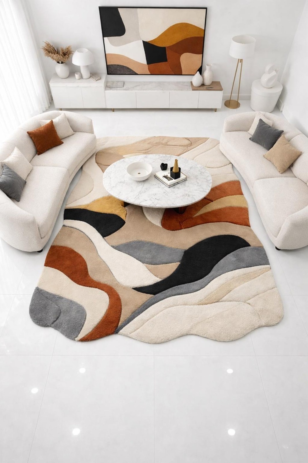 Designer Rug | Irregular Rug | Wool area Rugs | Living Room Rug | Tufted A137