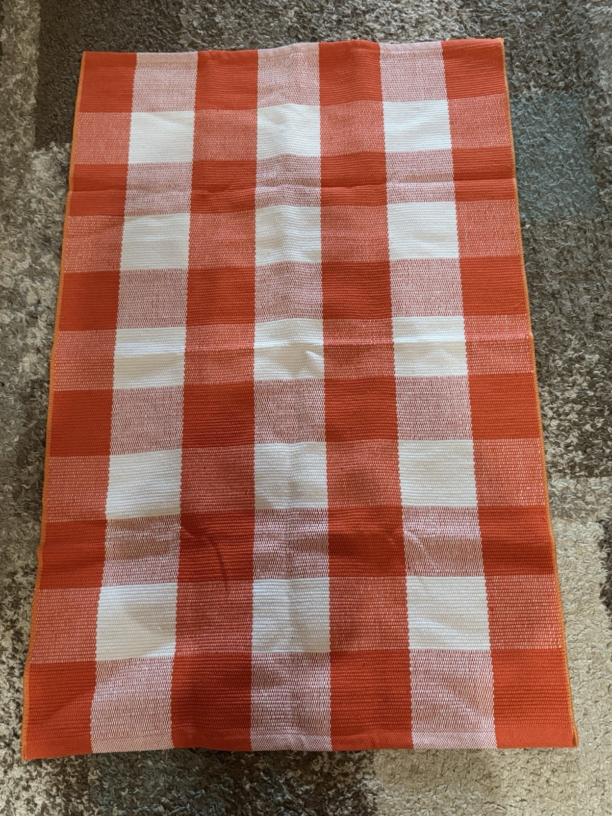 Orange Plaid Rug 27 X42 Area Rug