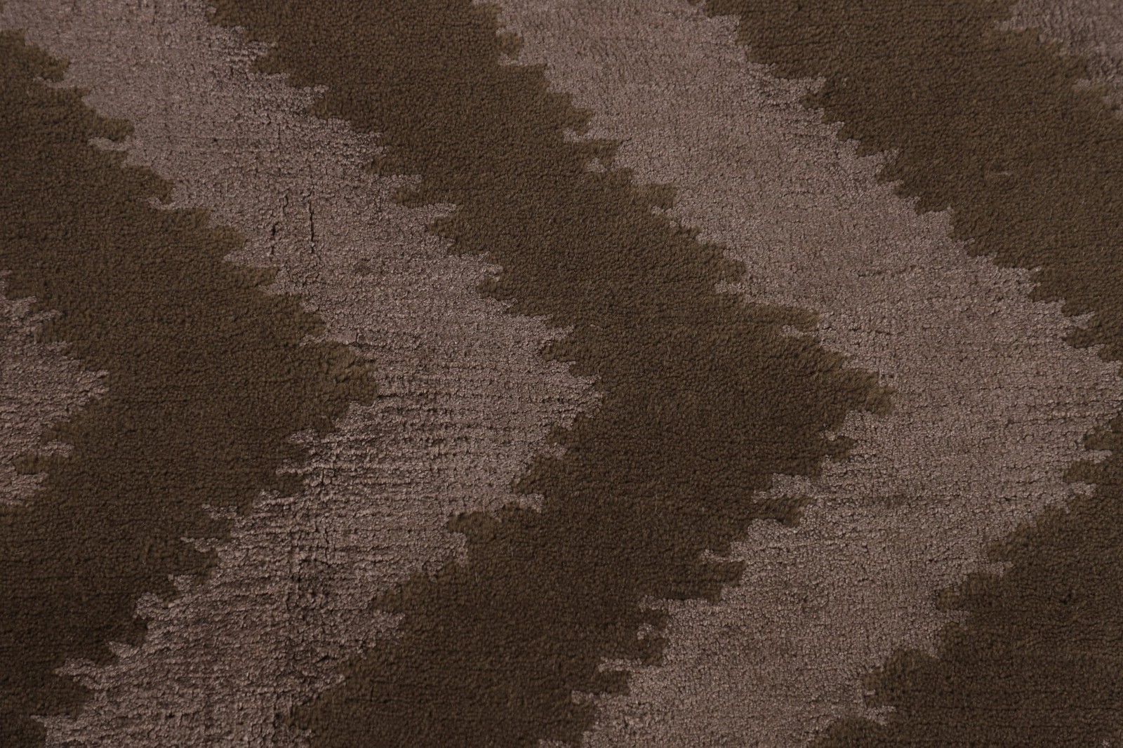 Chevron Style Nepalese Area Rug 6×9 Brown Wool Hand-made Room Size Carpet