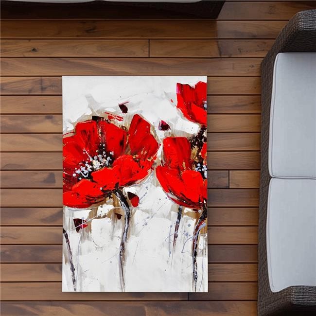 2×3 ft. Red Poppies with Texture – Red Flowers Outdoor Area Rug – Rectangle