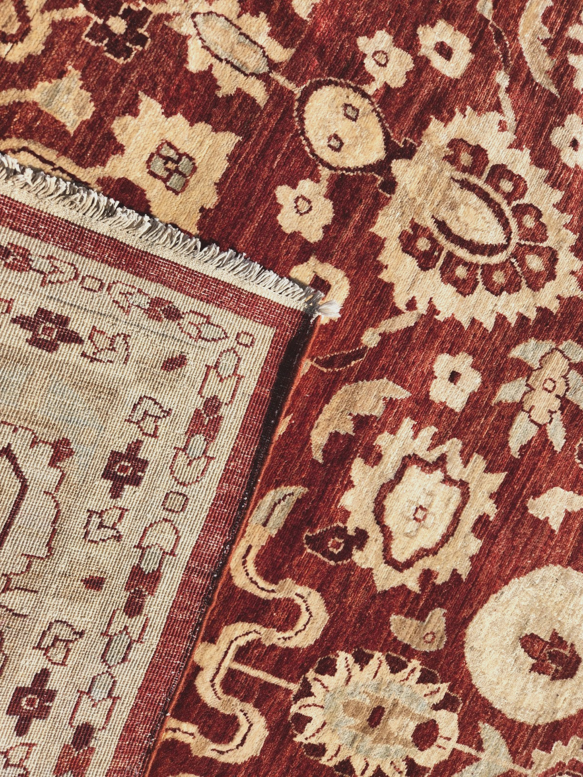 ANTIQUITY HAND-KNOTTED TURKISH OUSHAK TRIBAL-ZIGLAR WOOL MUTED RUG 9′ X 12′