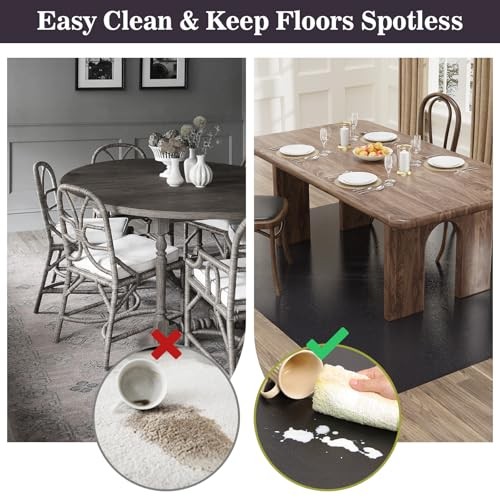 4’×6′ Black Floor Protector for Home, Waterproof Stain-Resistant Vinyl Area