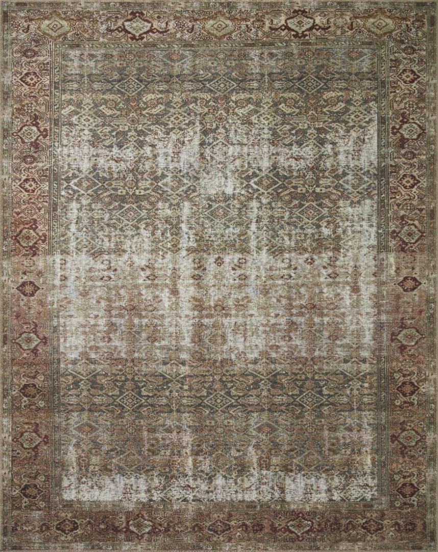 Loloi Amber Lewis Georgie Collection 7’6″ x 5′ (Rectangular), Moss / Salmon