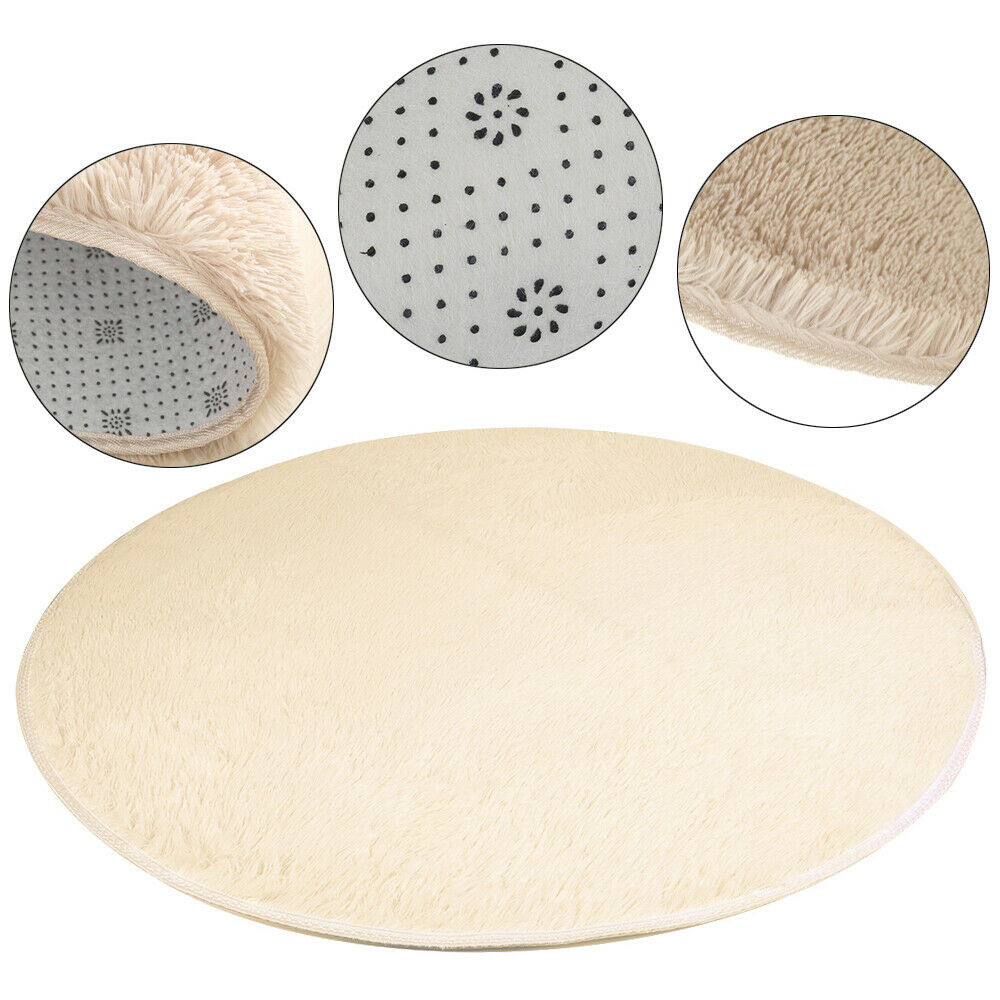 Fluffy Round Rug Super Soft Floor Mats Living Room Home Floor Carpet 39/47in