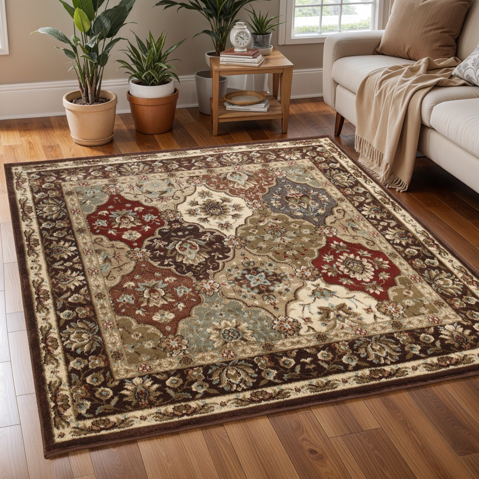 Palmyra Traditional Ornamental Carpet Stain Resistant Indoor Area Rug or Runner