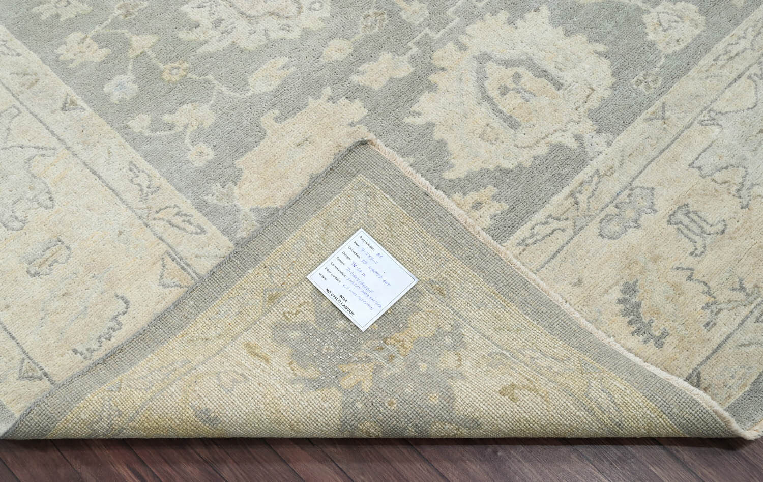 7′ 11”x9′ 11” Gray Hand Knotted Traditional Turkish Oushak Wool Area Rug