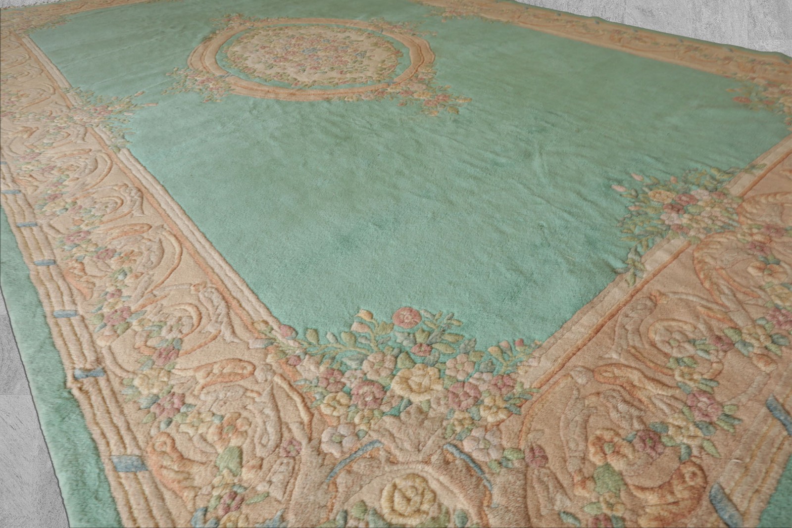 12’5″x20’5″ Oversize Hand Knotted Wool French Aubusson Savonnerie Plush Pile Rug