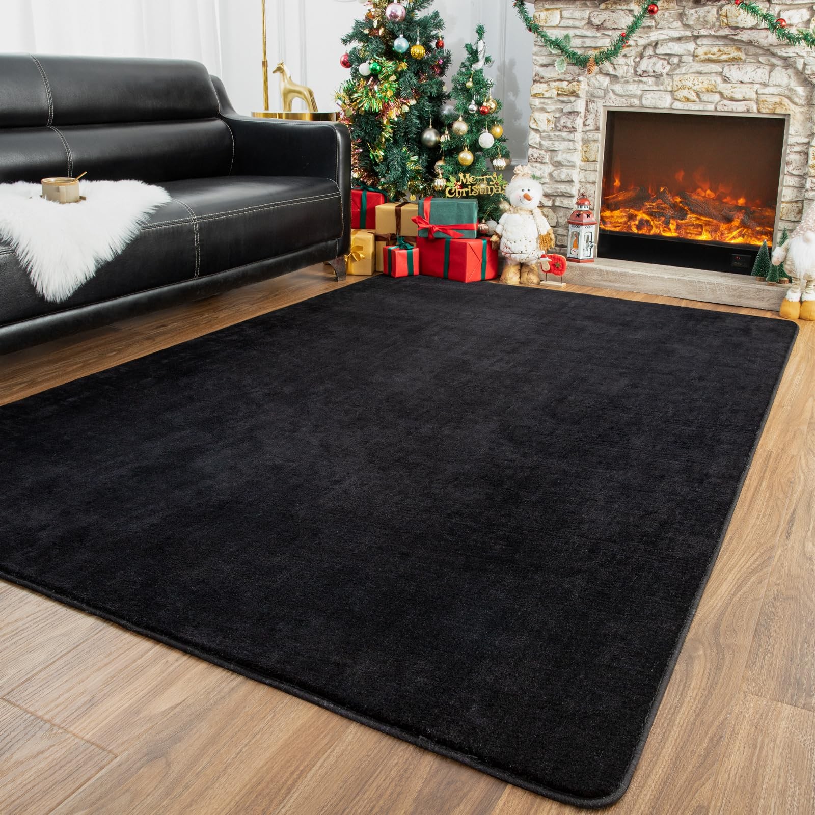 Przemy Washable Area Rug 6×9 Feet Black Memory Foam Rug