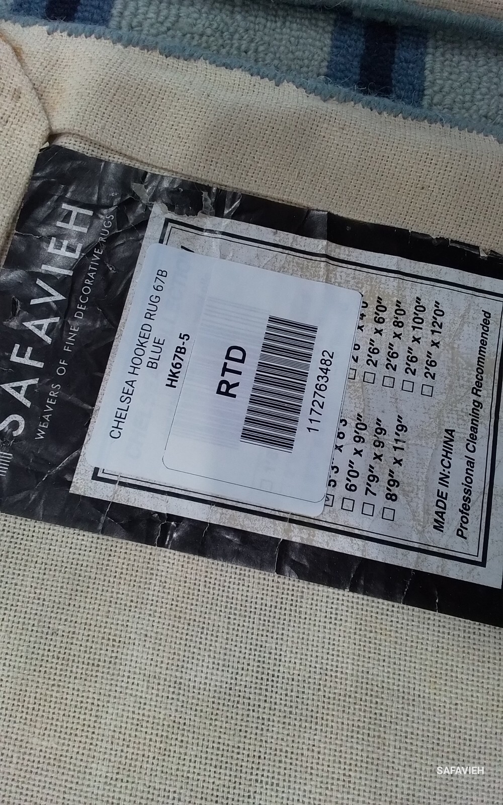 BLUE 5′-3″ x 8′-3″ Back Stain Rug, Reduced Price 1172763482 HK67B-5