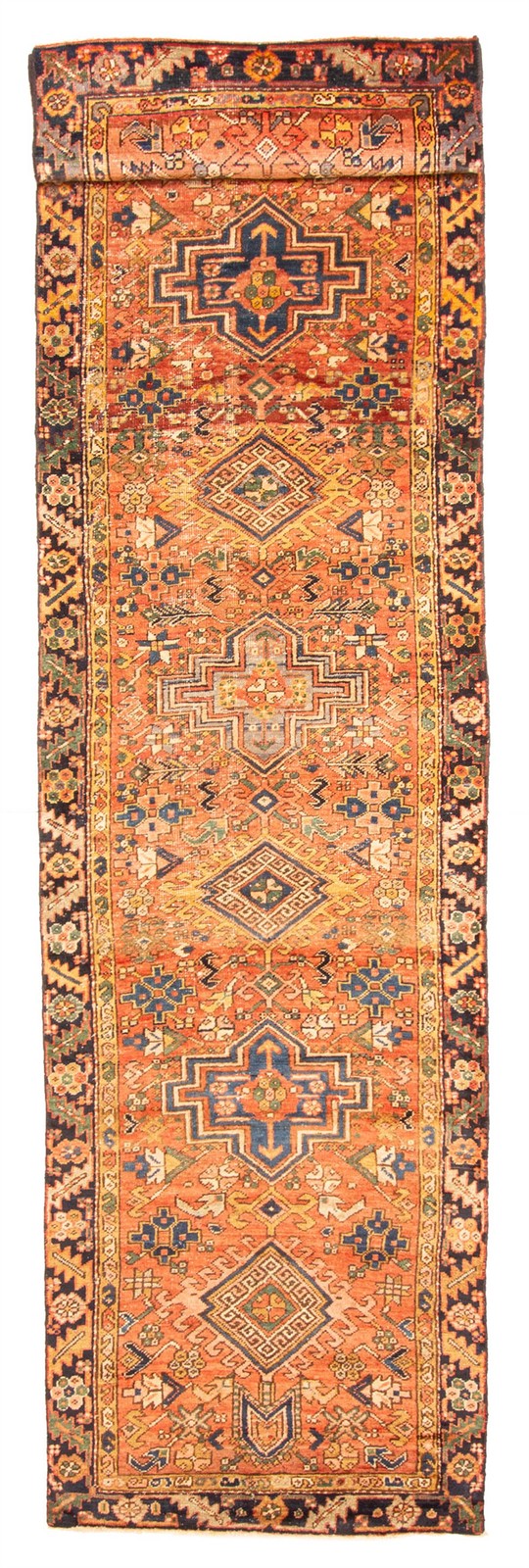 Vintage Hand-knotted Runner Rug 3’3″ x 13’3″ Traditional Oriental Wool Carpet