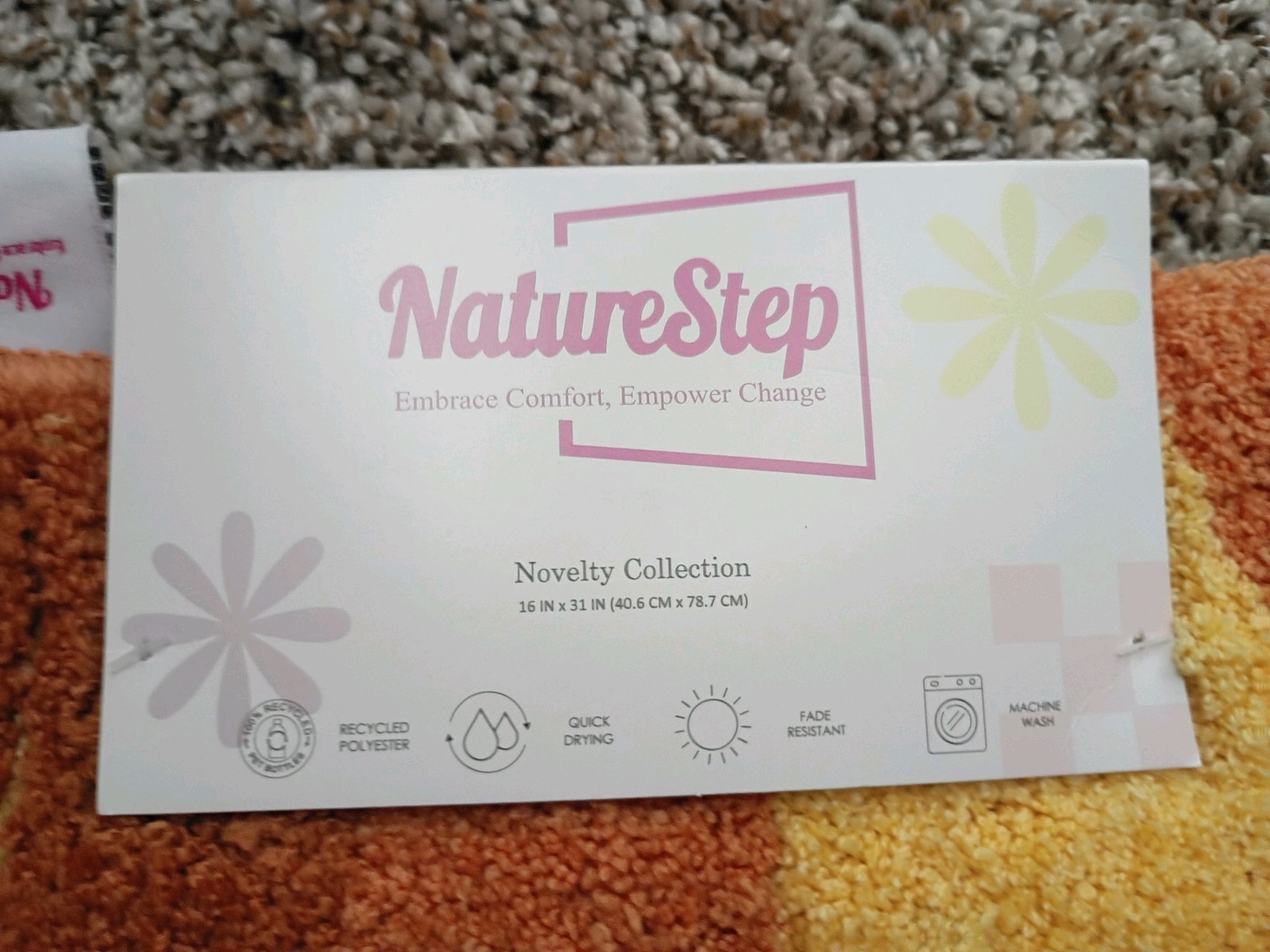 NatureStep Croissant Rug Machine Washable 16inx31in NWT