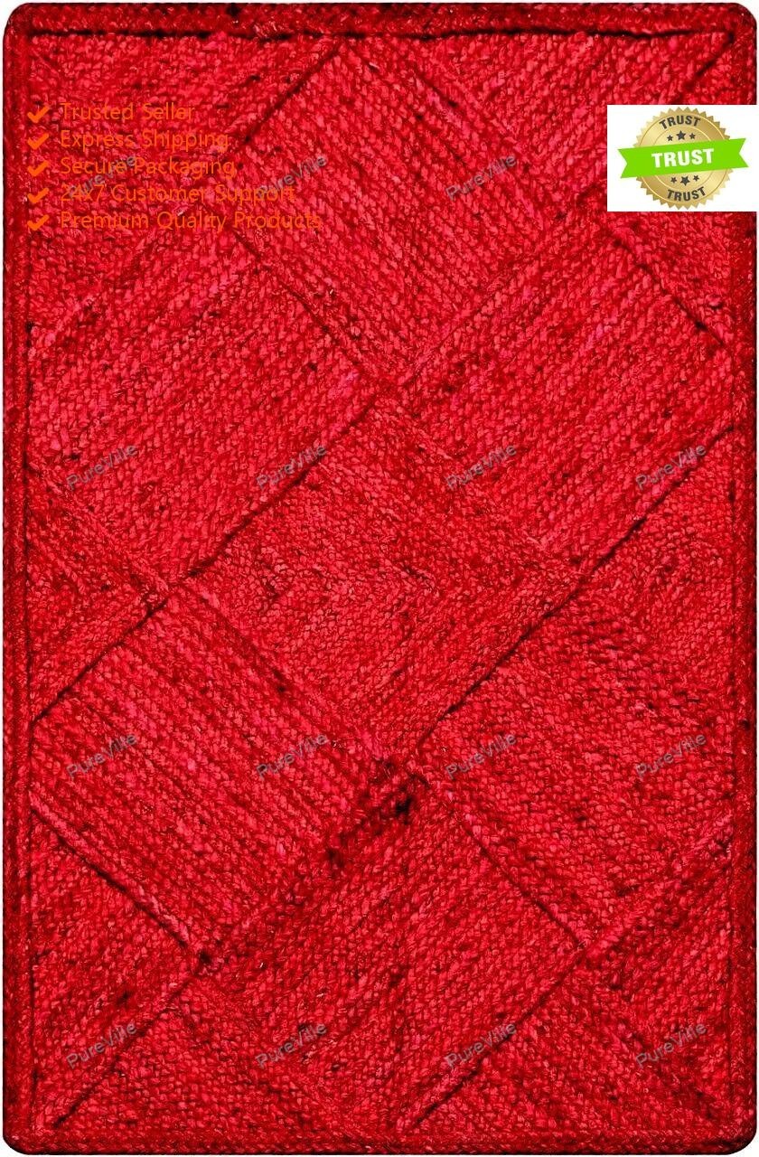 4 x 7 Feet Indian Handmade Jute Area Rugs Hand Woven Boho Carpet