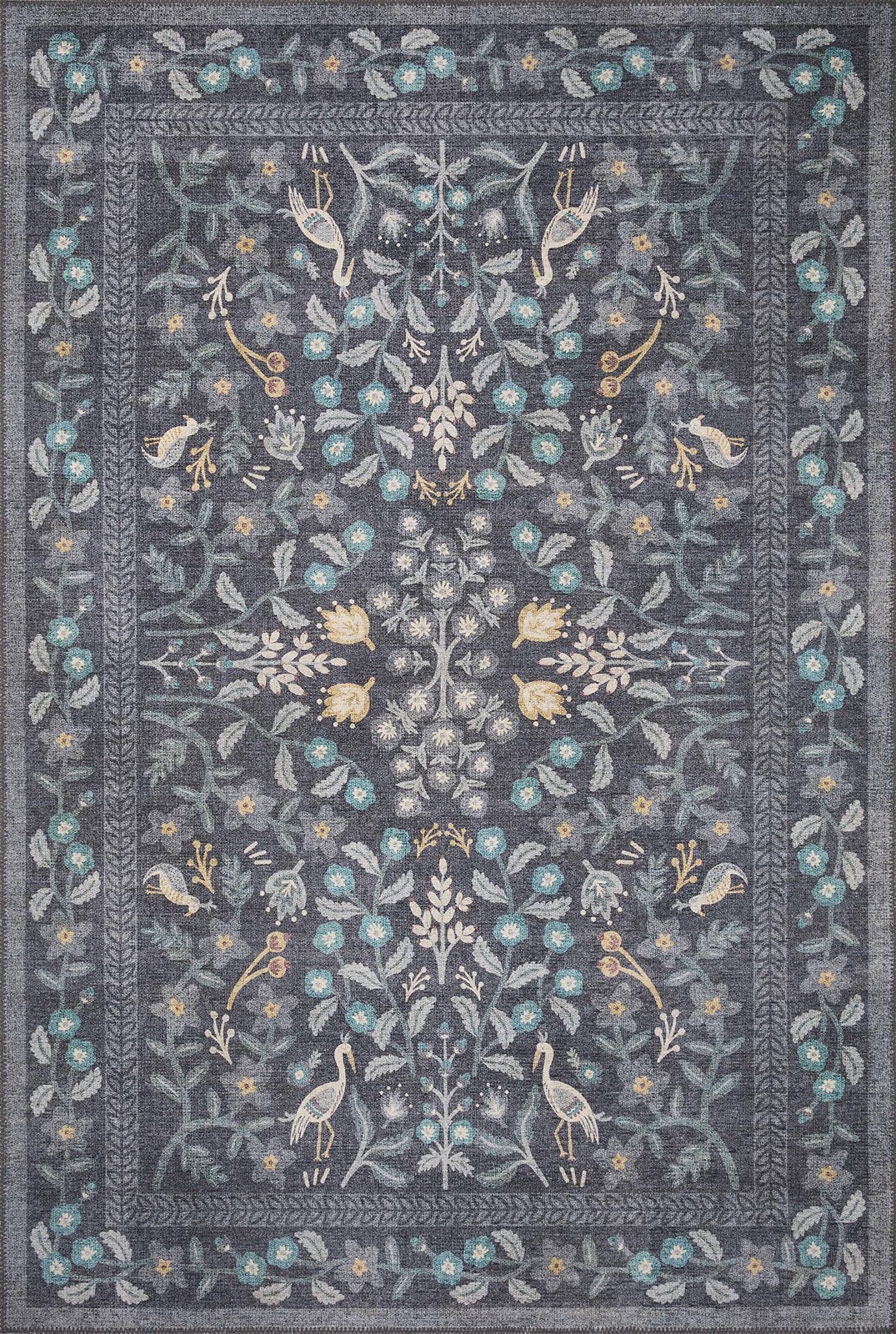 Loloi Rifle Paper Co. Maison Collection Mao-01 Nightingale Black 3-9 X 5-6 .19