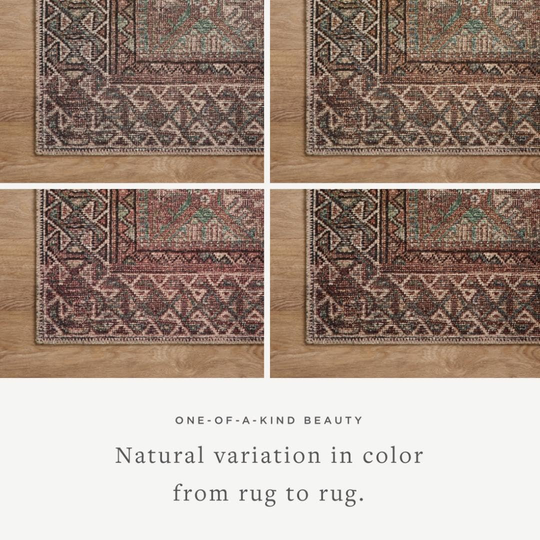 Loloi Billie Collection Aqua & Rust 6′ x 9′ Area Rug – Distressed Home Decor